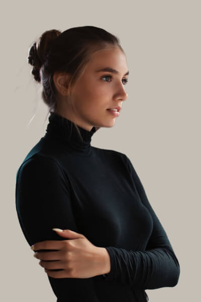 girl standing in black dress