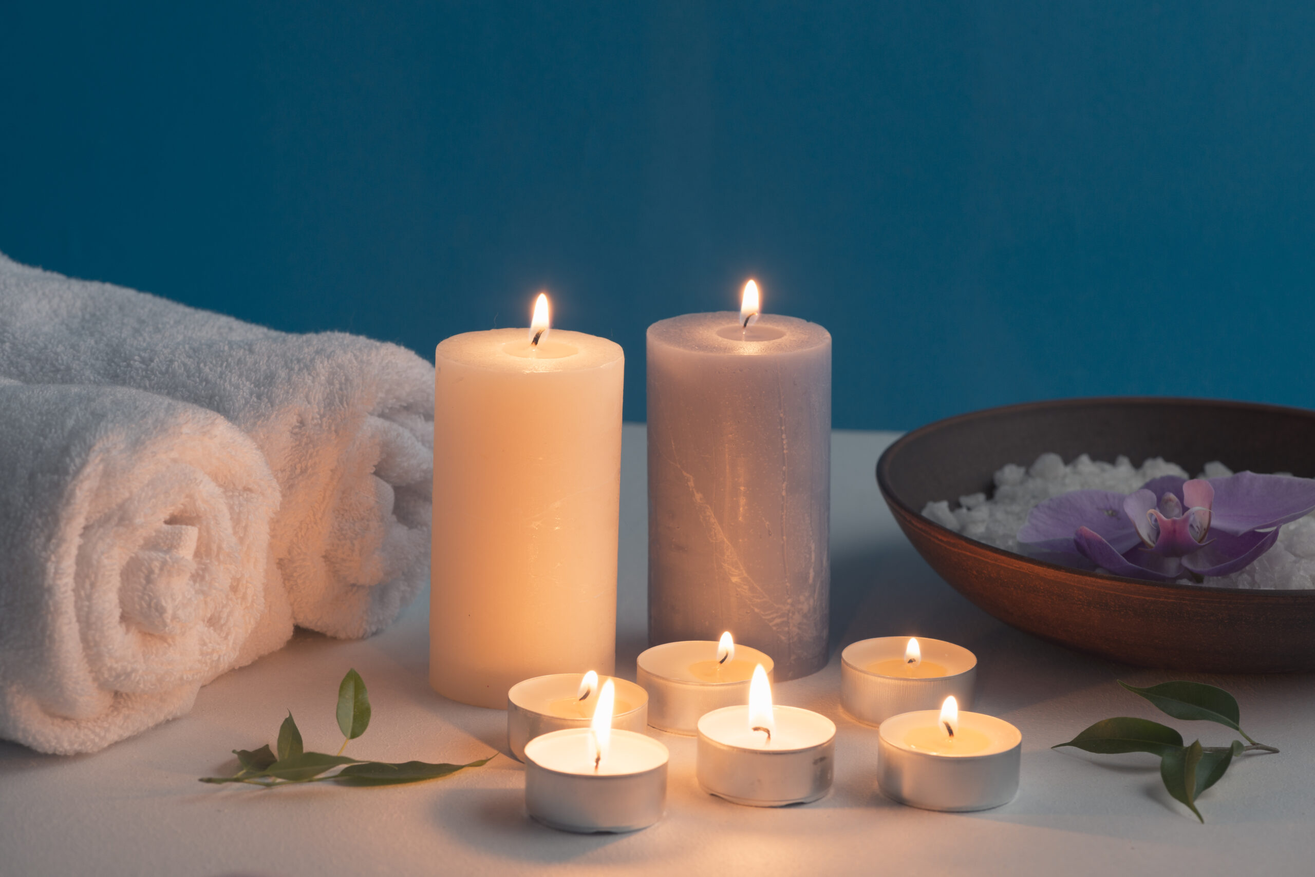 candle and towel spa photo
